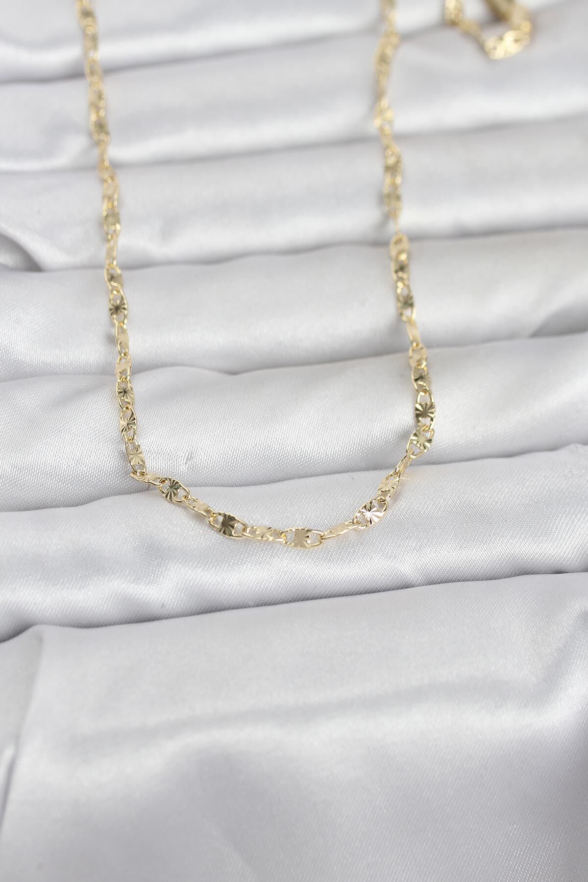 CM 14K Gold Renk Lazerli Gemici Zincir Model 60 cm Kadın Kolye - TJ-BKO10974