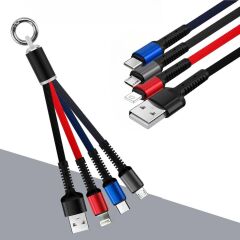 Işıklı Anahtarlık Model 3 in 1 USB Çıkışlı MİKRO,TYPE-C ve İphone Uyumlu Şarj Kablosu (4944)