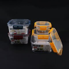 3 PARÇA  KARE MİKA SAKLAMA KABI SETİ SİLİKON CONTALI KAPAK 400-900-1800ML (4944)