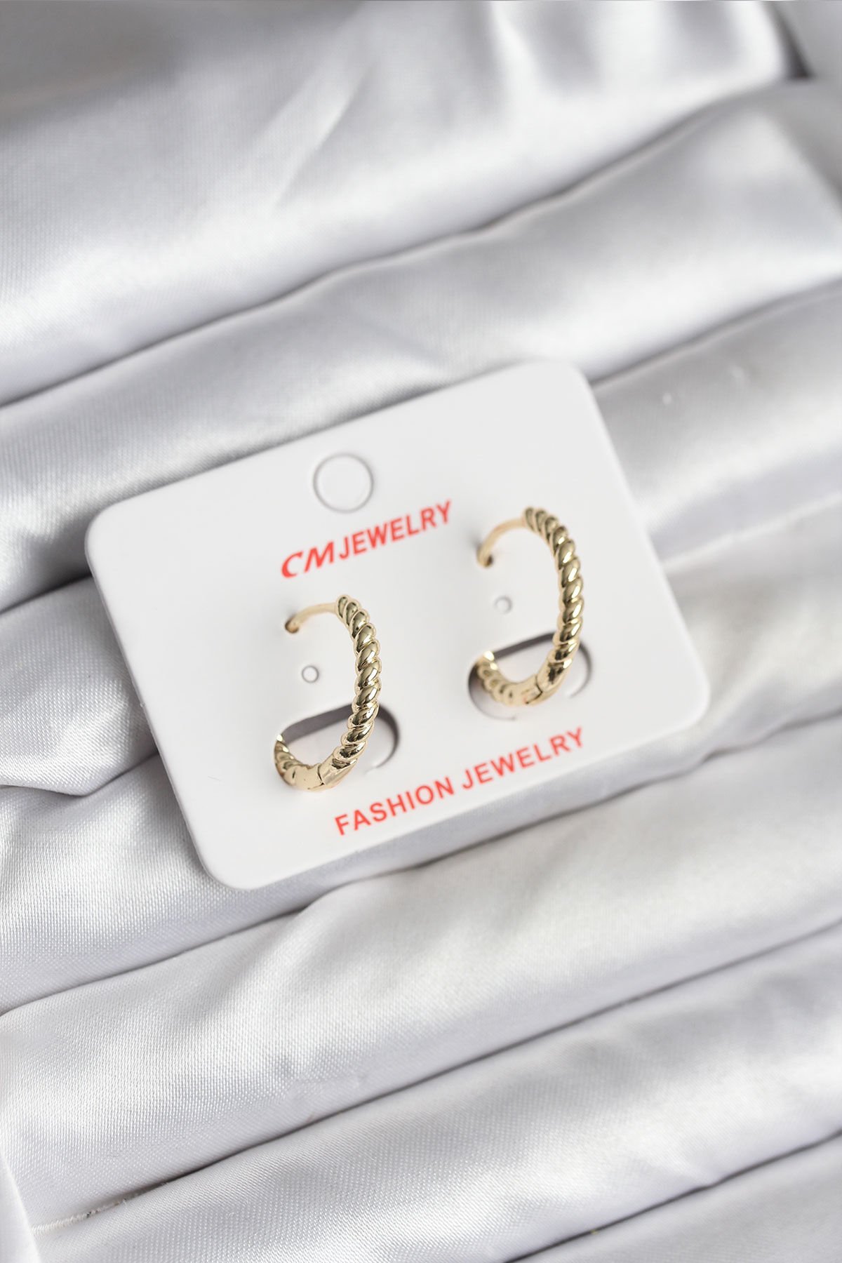 14K Gold Renk Kaplama Burgu Halka CM Kadın Küpe - TJ-BKP11423