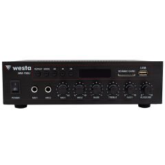 WESTA WM-750U 80W MİNİ 100V/70V/4-16 OHM USB/SD/BLUETOOTH/ UK-2 MİK.GİRİŞ TRAFOLU ANFİ (4944)