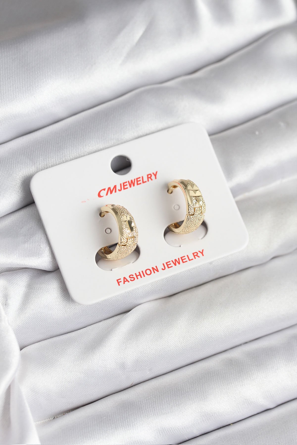 14K Gold Renk Kaplama Lazer Halka CM Kadın Küpe - TJ-BKP11425