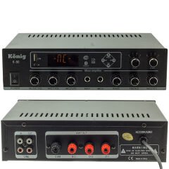 KÖNİG K-80 MİNİ-80W 100V/70V/4-16 OHM USB/SD/BLUETOOTH/2 BÖLGELİ 2 MİK.GİRİŞ TRAFOLU ANFİ (4944)