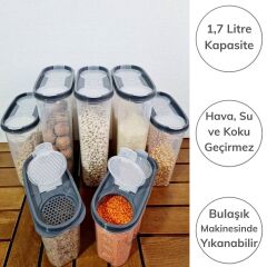 2 Kapaklı Ölçekli Erzak Kuru Gıda Saklama Kutusu Kabı - 1,7 Litre - SA935 (4944)