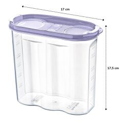 2 Kapaklı Ölçekli Erzak Kuru Gıda Saklama Kutusu Kabı - 1,7 Litre - SA935 (4944)
