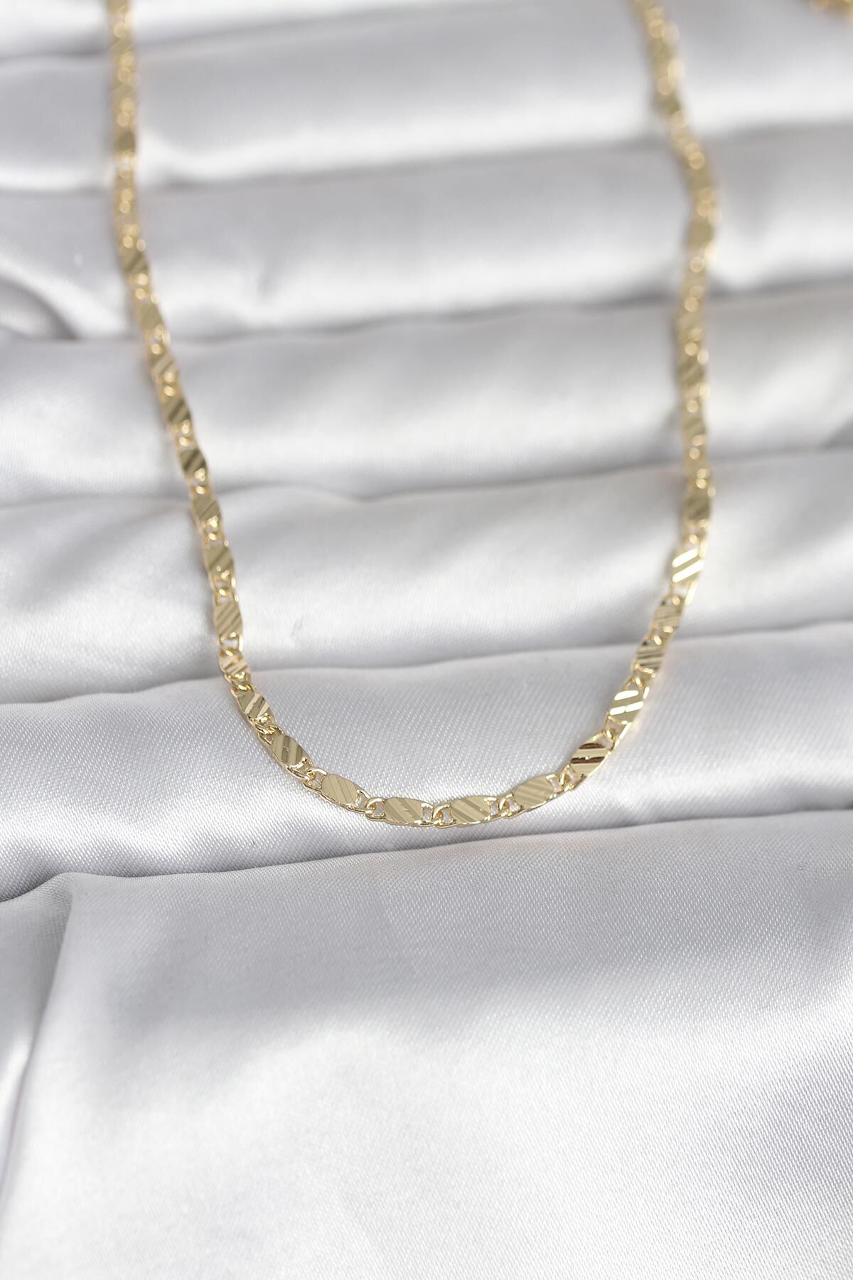 CM 14K Gold Renk Çizgi Lazer Model 60 cm Kadın Kolye - TJ-BKO10982