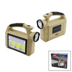 SOLAR GÜNEŞ ENERJİLİ - USB ŞARJLI  TAŞINABİLR EL FENERİ POWERBANK 3İN1=LED - COB LED - ŞERİT LAMBA (4944)