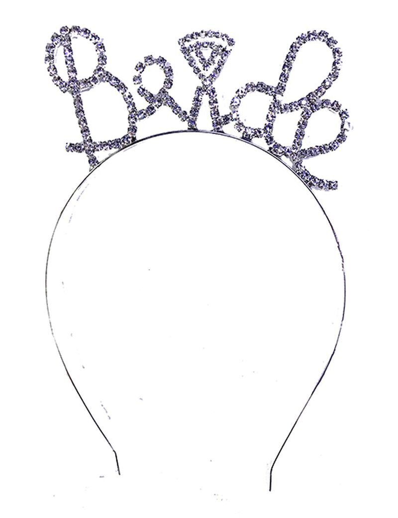 Kristal Taşlı Gümüş Renk Alyanslı Bride Tacı 12x17 cm