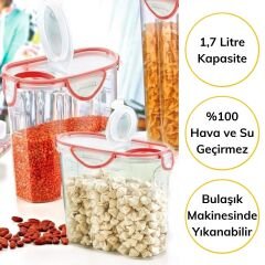 Kilitli Kapaklı Contalı Hava,Su Sıvı Geçirmez 1,7 Litre Erzak Saklama Kabı-SA585 (4944)