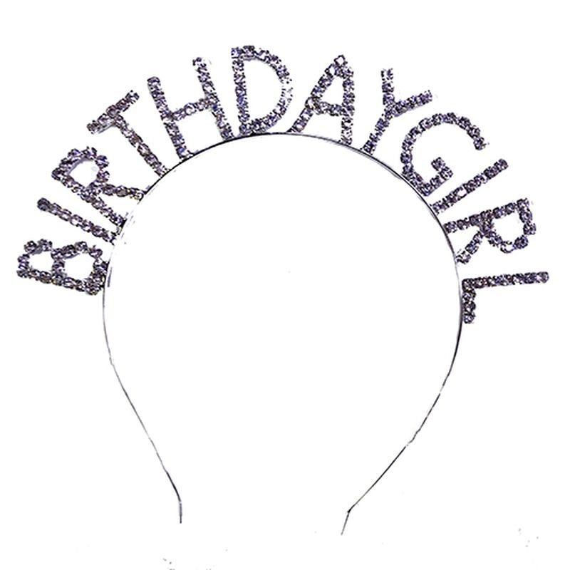 Kristal Taşlı Gümüş Renk Birthday Girl Tacı