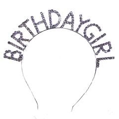 Kristal Taşlı Gümüş Renk Birthday Girl Tacı