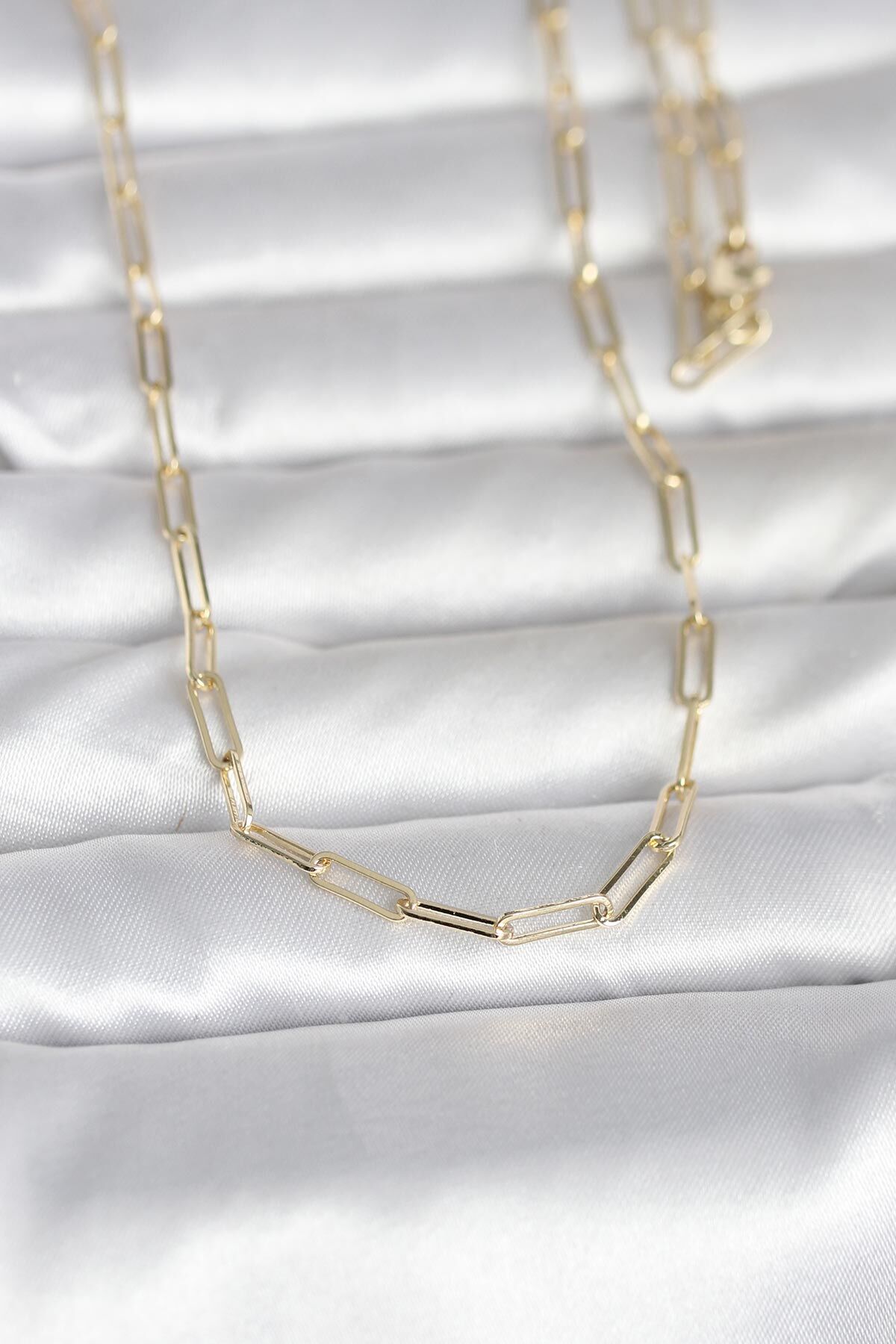 CM 14K Gold Renk Ataç Zincirli Model 60 cm Kadın Kolye - TJ-BKO10985