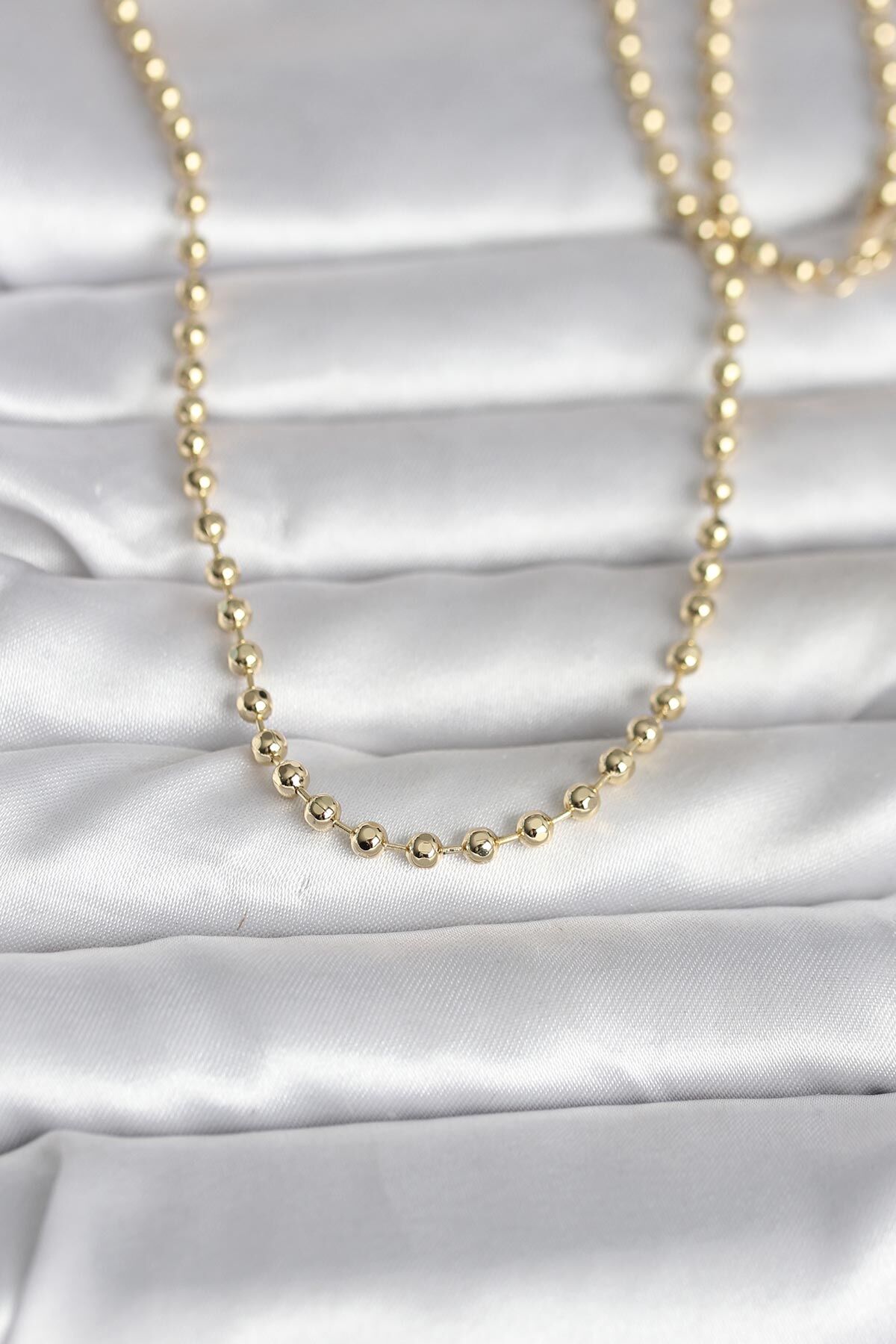 CM 14K Gold Renk Top Zincirli Model 60 cm Kadın Kolye - TJ-BKO10987