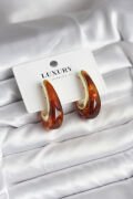Pirinç Gold Renk Kahverengi Vintage Kadın Küpe - TJ-BKP11433