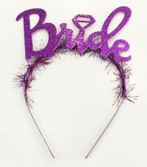 Mor Renk Bekarlığa Veda İtalik Yazı Alyanslı Bride Taç