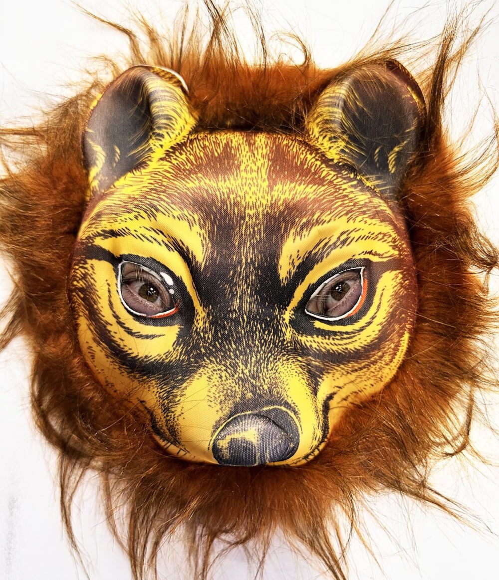 Kahverengi Saçlı Kaplan Aslan Leopar Maskesi Mega Peluş 32 No (4944)
