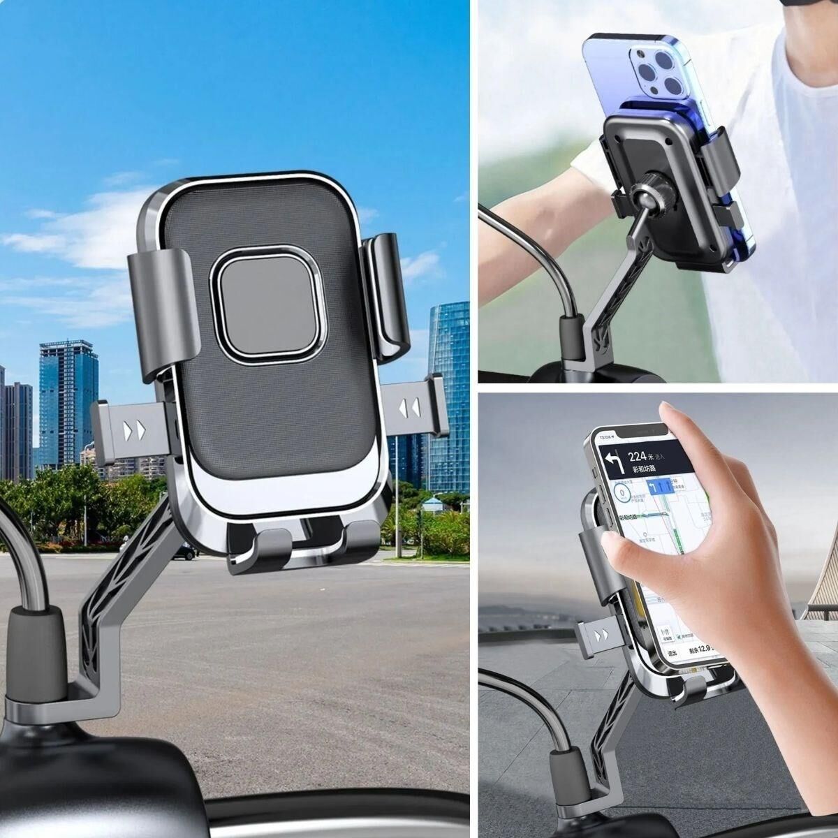 Motor,Motosiklet,Bisiklet ,Scooter İçin 360 Derece Dönebilen Dikiz Aynası Versiyonu Telefon Tutucu Aparat (4944)