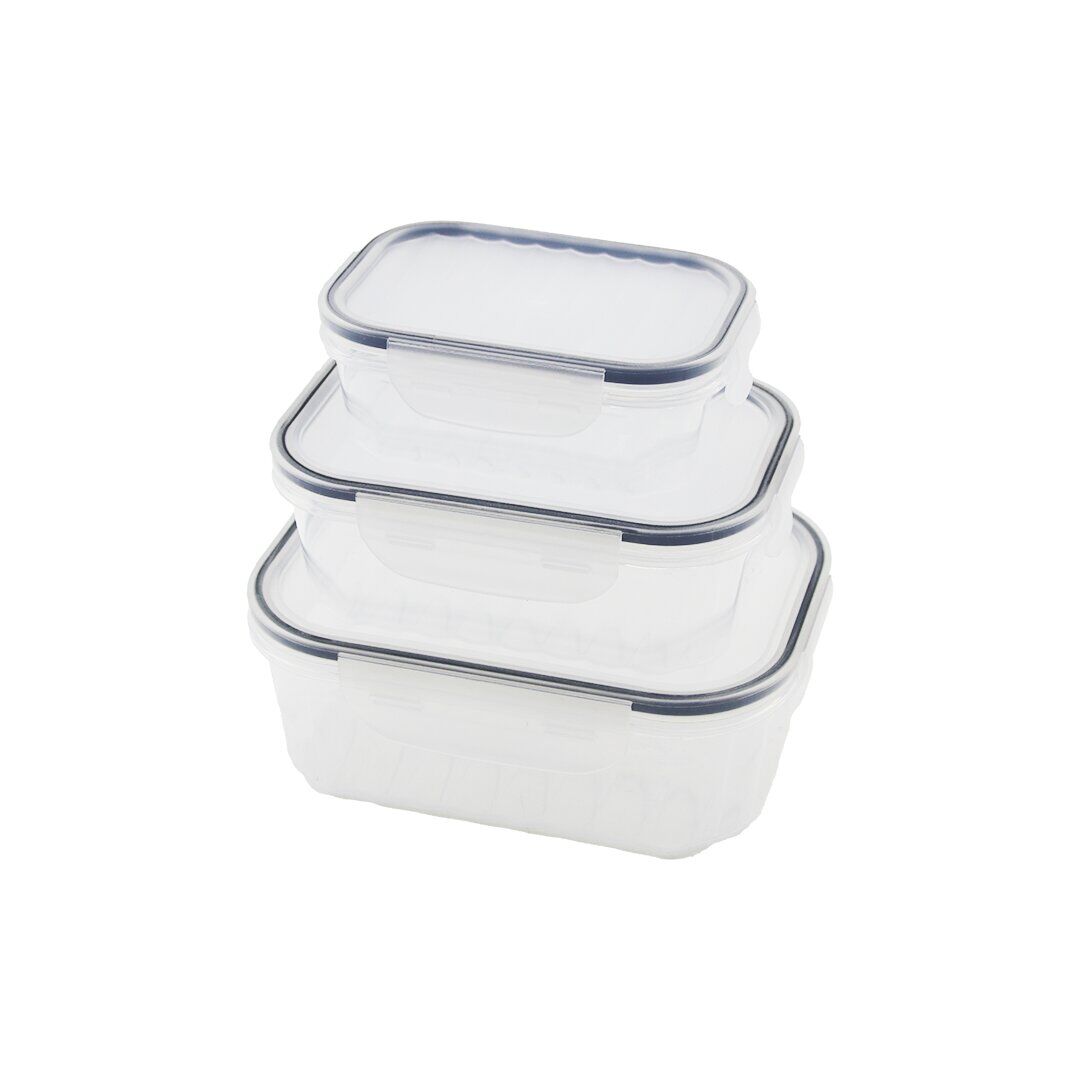 3PCS QUİCK SIZDIRMAZ SAKLAMA KABI SETİ ŞEFFAF KAP - BUĞULU-CONTALI KAPAK  500-1000-1700ML (4944)