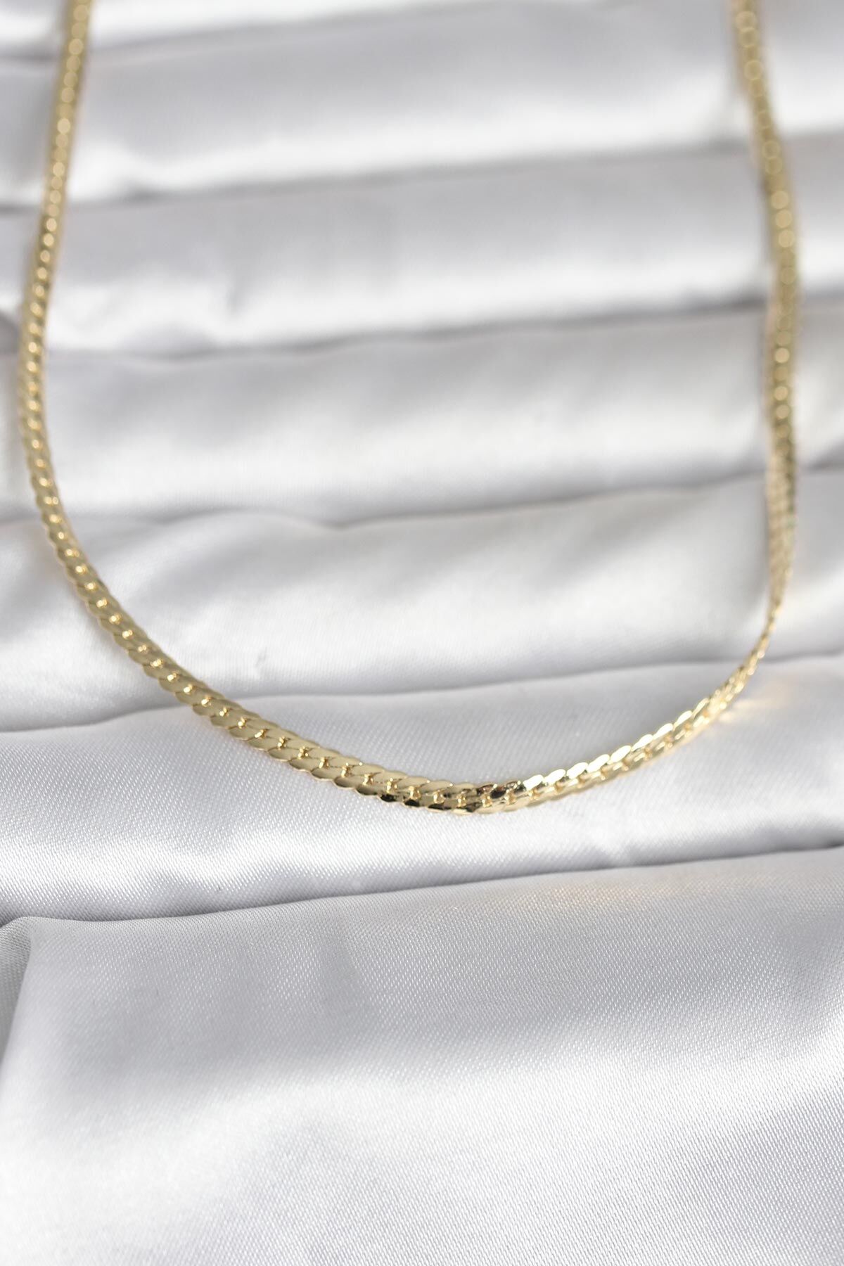 CM 14K Gold Renk Yassı Zincir Model 45 cm Kadın Kolye - TJ-BKO11002