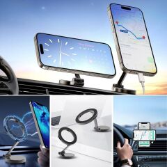 Tüm Telefonlarla Uyumlu Manyetik Araç Telefonu Tutacağı Katlanır 360 Derece Dönen Telefon Standı (4944)