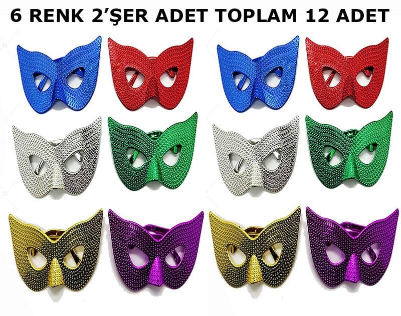 Maskeli Balo Partisi Görünümlü Retro Parti Gözlüğü 6 Renk 12 Adet (4944)
