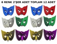 Maskeli Balo Partisi Görünümlü Retro Parti Gözlüğü 6 Renk 12 Adet (4944)