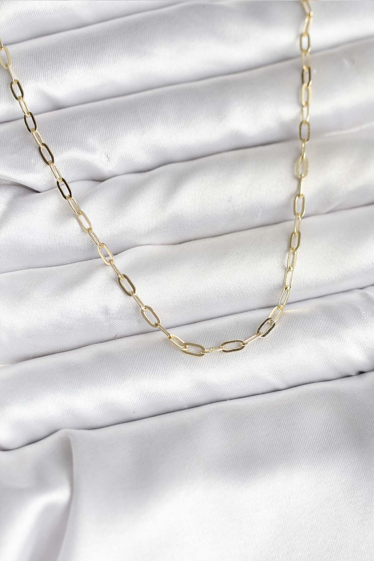 14K Gold Renk Kaplama Ataç Zincir Model CM Kadın Kolye - TJ-BKO10744