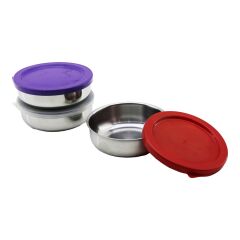 12CM   ÇELİK  SAKLAMA KABI  RENKLİ - ŞEFFAF PLASTİK KAPAK (4944)