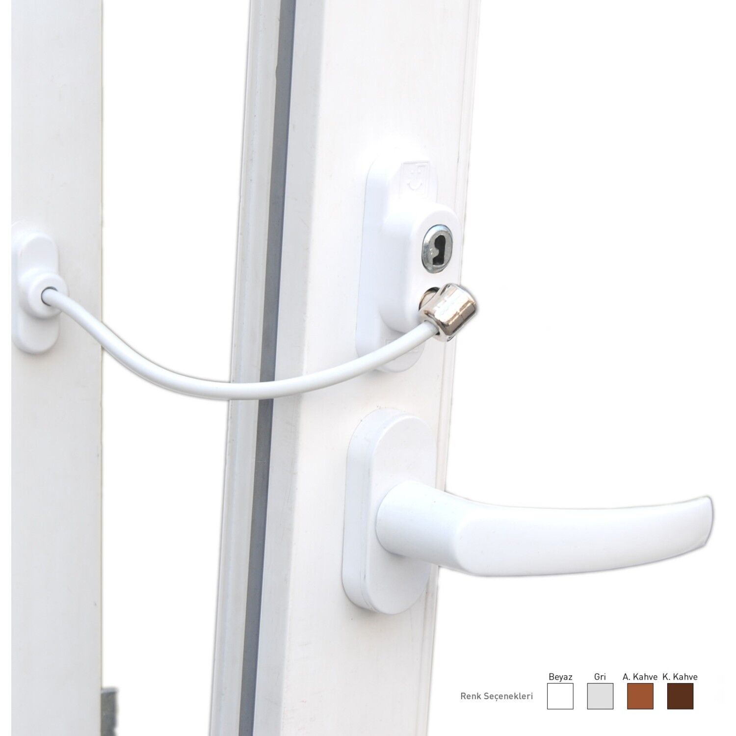 Anahtarlı Halatlı Pvc Kapı Pencere Emniyet Kilidi (4944)