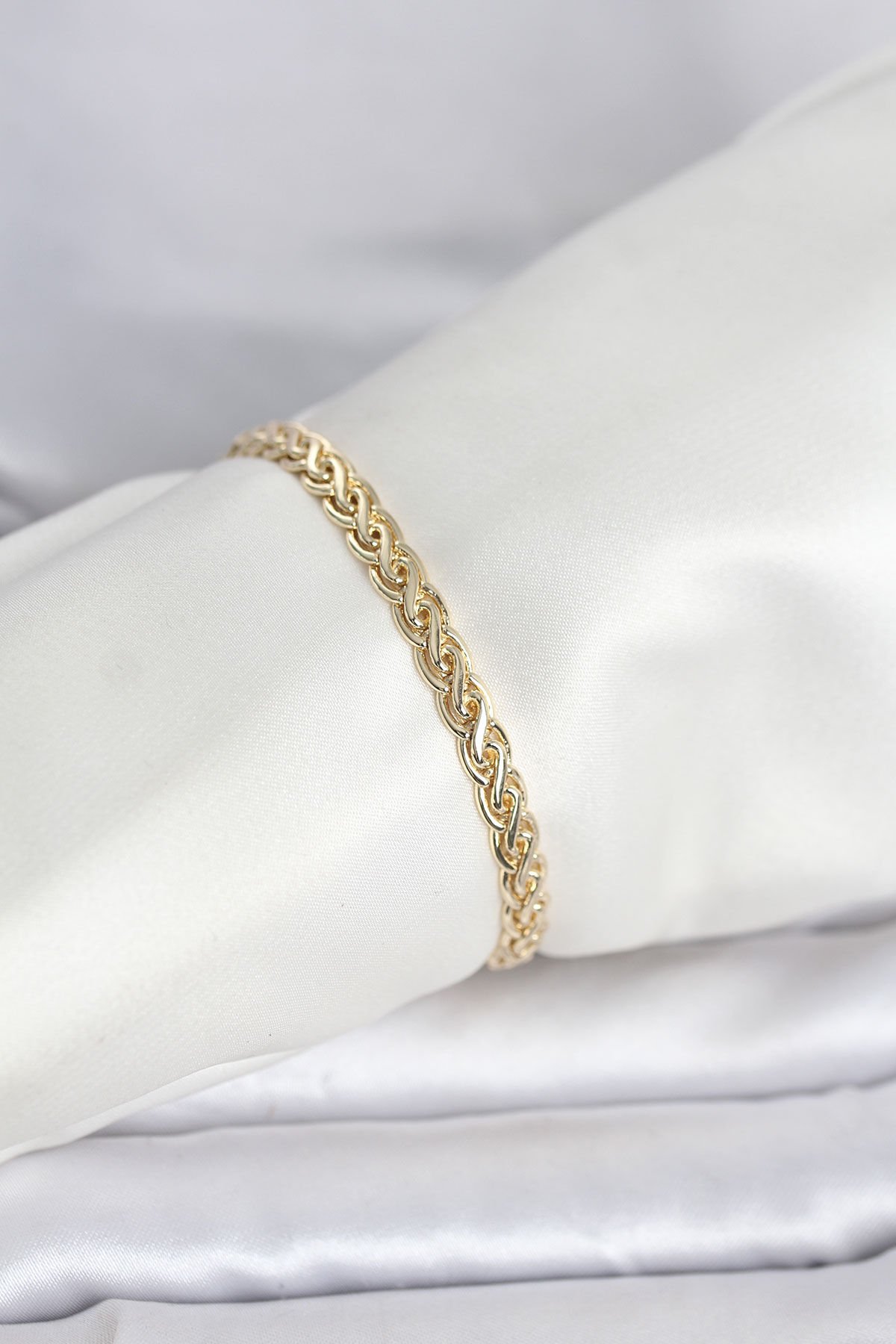 CM 14K Gold Renk Sarmal Zincir Model Kadın Bileklik - TJ-BB8298