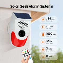 KUMANDALI SOLAR SESLİ IŞIKLI 120DB ALARM SİSTEMİ (4944)