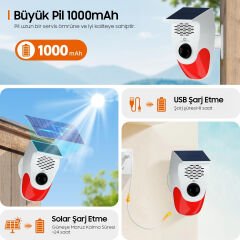 KUMANDALI SOLAR SESLİ IŞIKLI 120DB ALARM SİSTEMİ (4944)