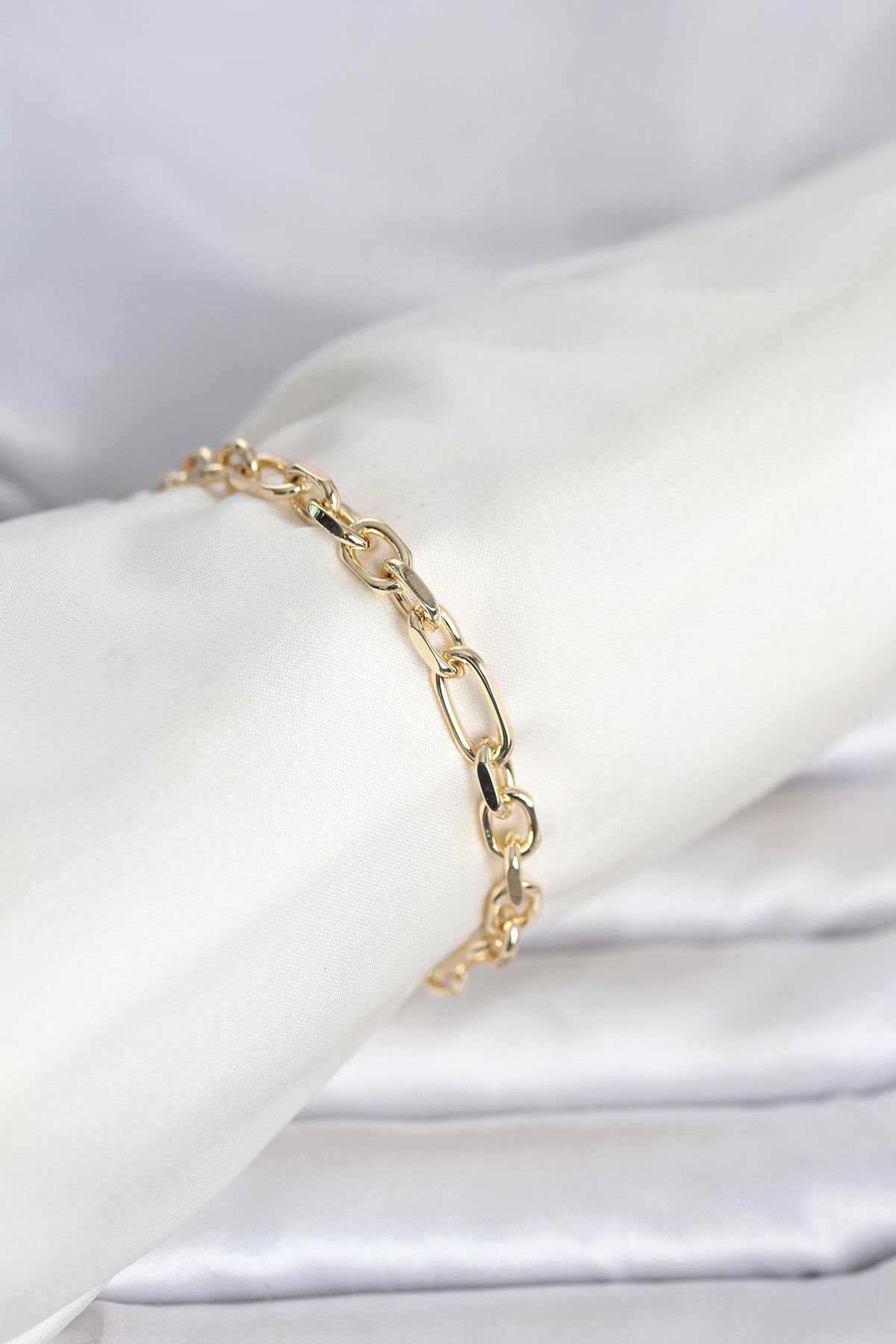 CM 14K Gold Renk Kalın Zincir Model Kadın Bileklik - TJ-BB8302