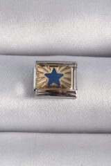 316L. Çelik Gümüş Renk Gold Mavi Yıldız İşlemeli Nomination Charm - TJ-BC1031