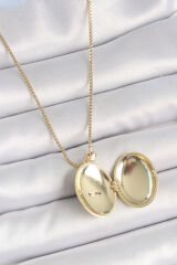 316L Çelik Gold Renk Zincir Zirkon Taşlı Anka Kuşu İşlemeli Açılır Model Kadın Kolye - TJ-BKO10213