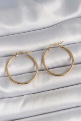 316 Çelik Gold Renk 27 mm Halka Model Kadın Küpe - TJ-BKP10508