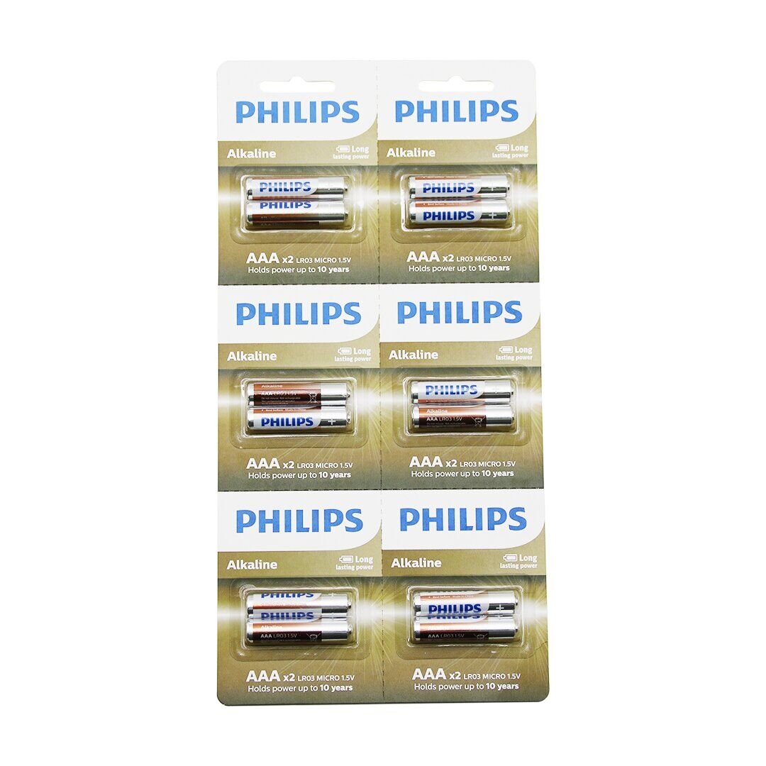 PHILIPS  ALKALİNE İNCE - AAA - 1.5V  PİL  12PCS= 2Lİ X 6 (4944)