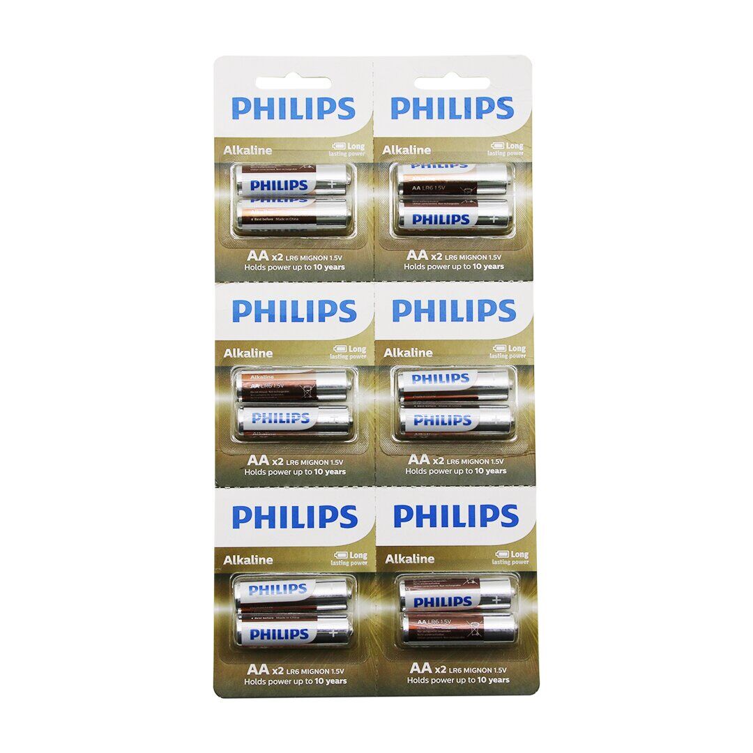 PHILIPS  ALKALİNE KALEM - AA - 1.5V  PİL  12PCS= 2Lİ X 6 (4944)