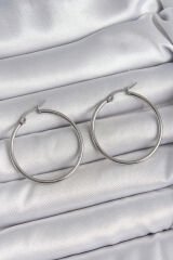 316 Çelik Gümüş Renk 33 mm Halka Model Kadın Küpe - TJ-BKP10515