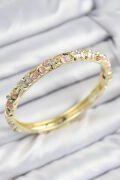 Mineli Pirinç Zirkon Taşlı Pembe Çiçek Motifli Gold Kadın Kelepçe - TJ-BB7754