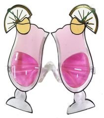Pembe Renk Kokteyl Temalı Yılbaşı Parti Gözlüğü