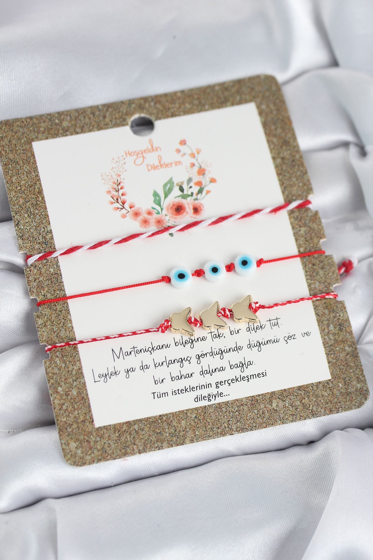 Marteniçka Bileklik 3'lü Kelebek ve Nazar Boncuklu Model - TJ-BB8314