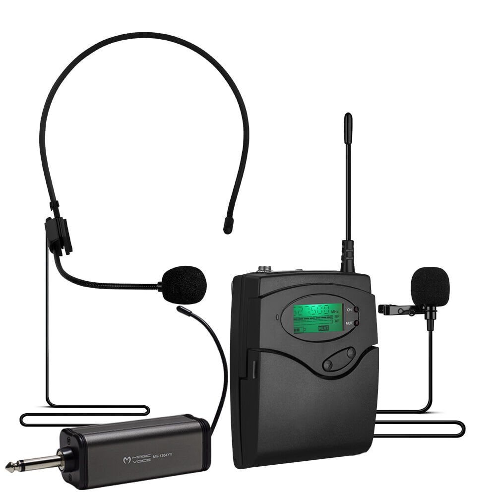 MAGICVOICE MV-1303Y UHF 1 YAKA + 1 HEADSET KABLOSUZ TELSİZ MİKROFON (4944)