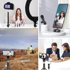 Type C Uyumlu İphone Dönüştürücülü Kablosuz Yaka Mikrofonu Android ve İphone Uyumlu Mini Mikrofon (4944)
