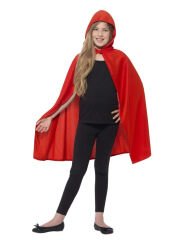 Kırmızı Renk Kapşonlu Kumaş Pelerin 90 cm (4944)