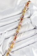 Pirinç Karışık Zirkon Taşlı Baget Model Gold Renk VIP Seri Kadın Bileklik - TJ-BB7504