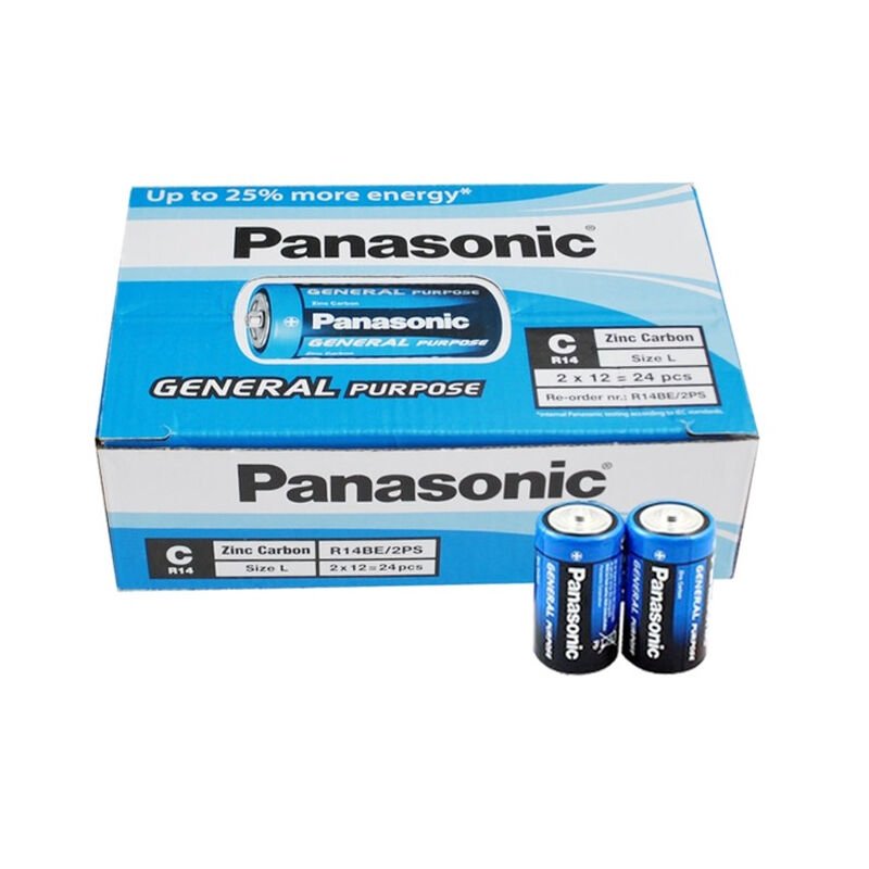PANASONIC R14BE/2PS MANGANEZ  ORTA C BOY 24 LÜ PİL PAKET FİYATI (4944)