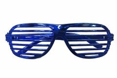 Metalize Panjur Şekilli Parlak Parti Gözlüğü Mavi Renk 15x6