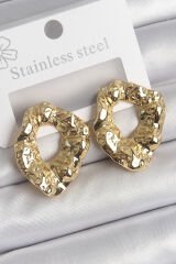 316 Çelik Gold Renk İşlemeli Halka Model Kadın Küpe - TJ-BKP10527