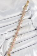 Pirinç Zirkon Taşlı Pembe Yonca Baget Model Gold Renk VIP Seri Kadın Bileklik - TJ-BB7506